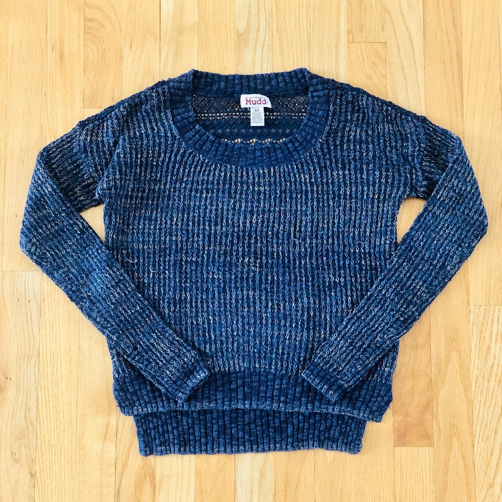 Mudd blue sweater with lace back detailing size XS